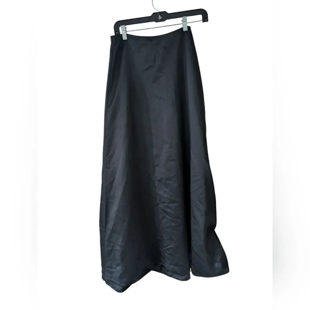 Ann Taylor Black Satin A-line Formal Evening Maxi Vintage Size 10